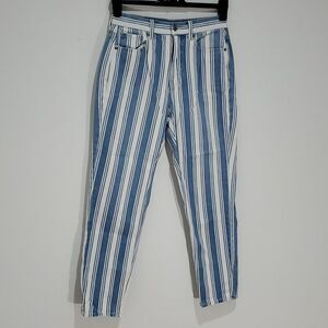 AMERICAN Eagle Blue And White Striped Size 4 28x28 High Rise Mom Jean